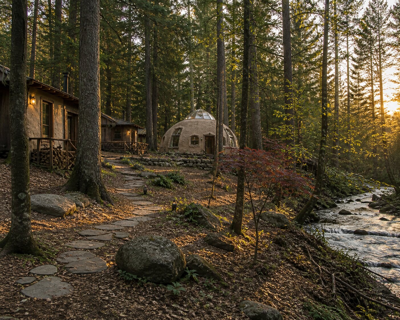 Retreat dome nestled in the mountain sanctuary